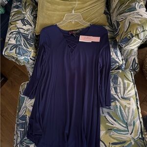 Navy Blue Crisscross Neck Tunic